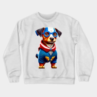 Proud Pup: American Dachshund with Flag Colors and Blue Glasses Tee Crewneck Sweatshirt